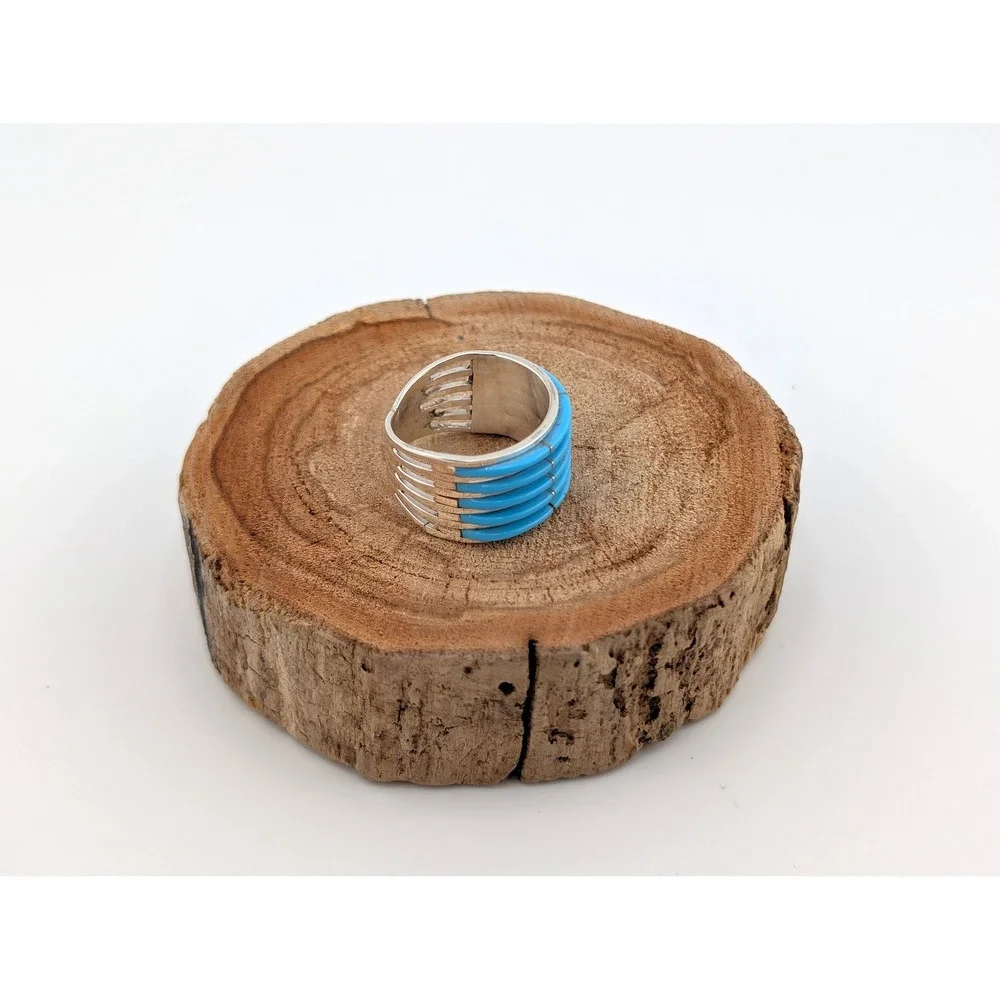 Zuni‎ Turquoise Ring Genuine Native American Handcrafted Jewelry Sz 7 ***